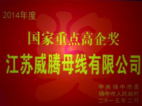 9888拉斯维加斯官网母线公司获“国家重点高企”奖